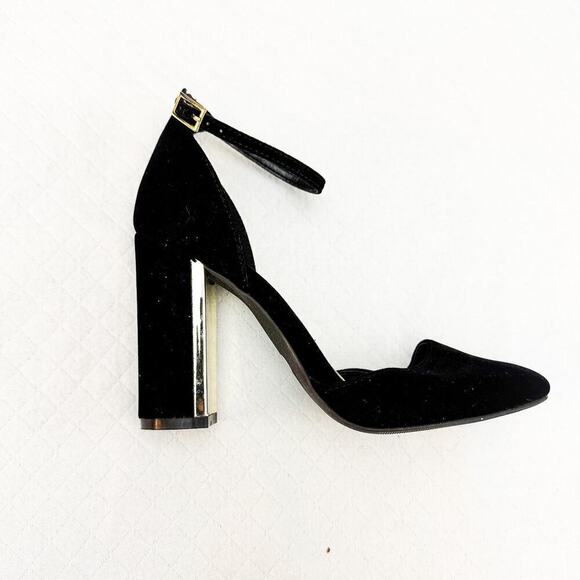 Lulu's Faux Suede Black Round Toe Block Heel Size 7.5 - Picture 7 of 7